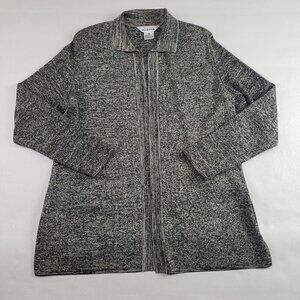 Vintage Misook Open Front Sweater Womens Medium Black Gold 80s 90s Oversized